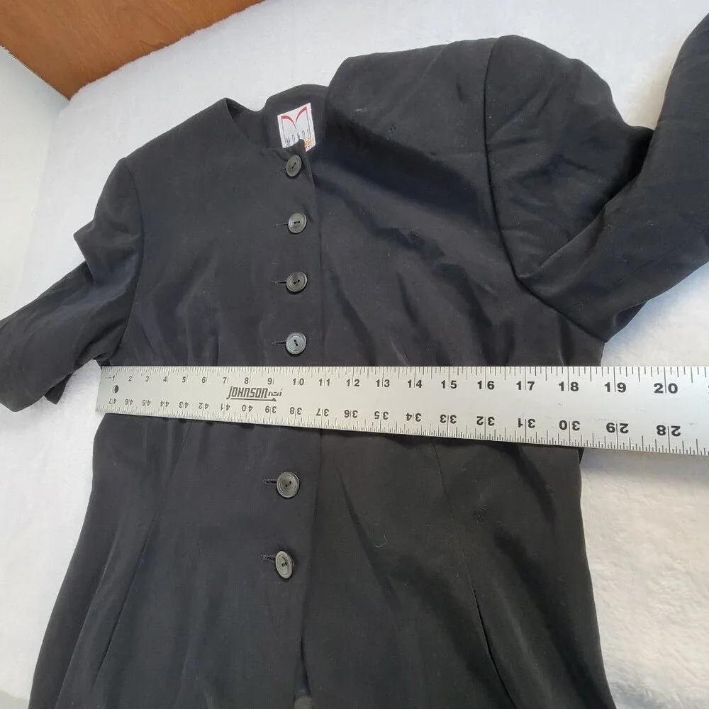 Vintage Mondi Business Womens Button Front Blazer Jacket Size 40 Black Career